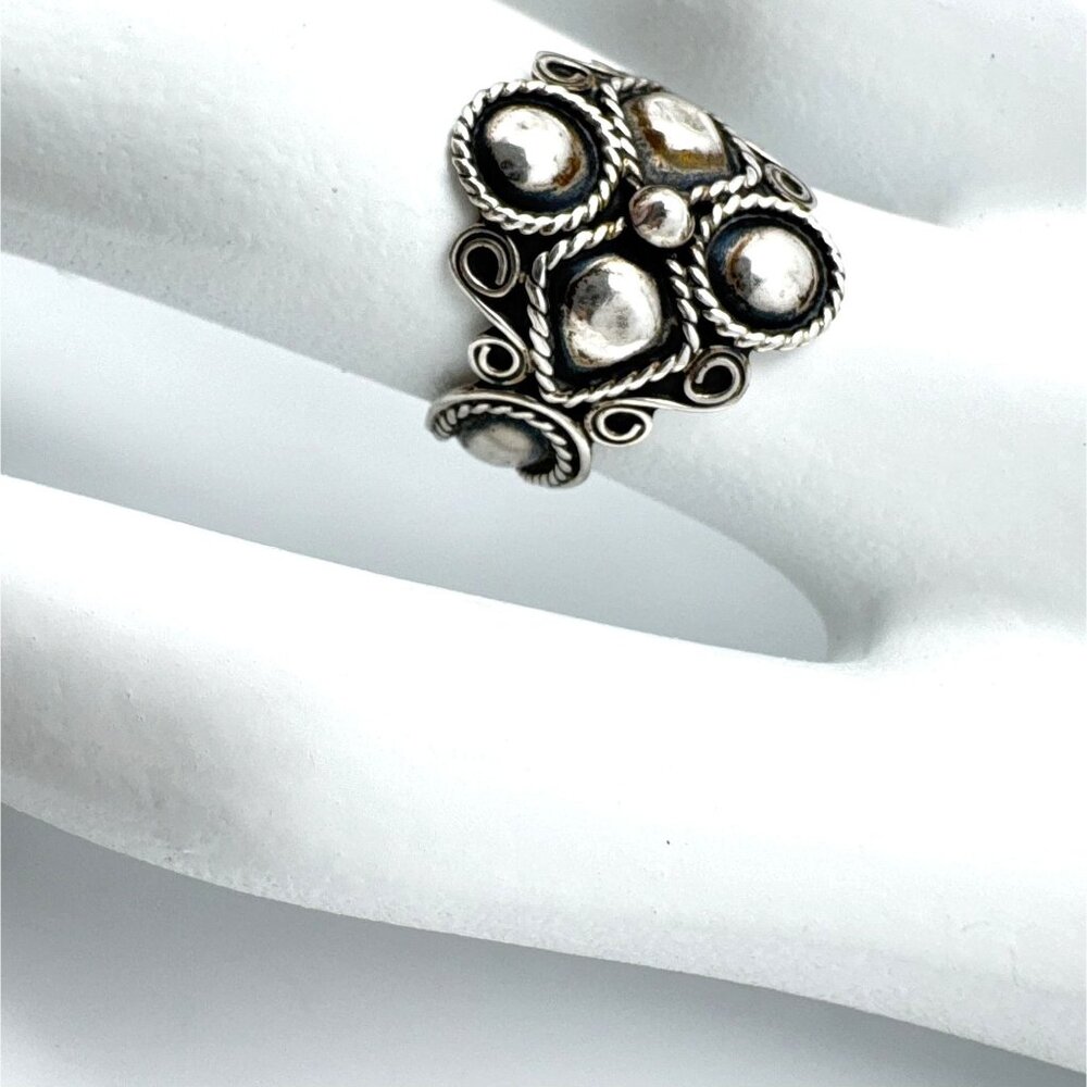 Sterling Silver Taxco Mexico Ring .925 Size 6 Rope Scroll Design Vintage 4 Grams
